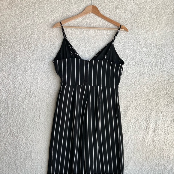 Revamped Women's black and white striped spaghetti strap jumpsuit, Sz S - Picture 15 of 16